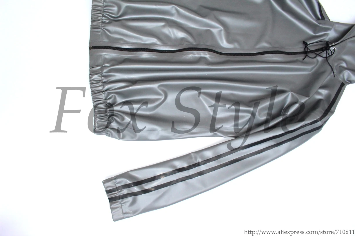 Мужской латексный пиджак в итальянском серебряном стиле с молнией спереди |