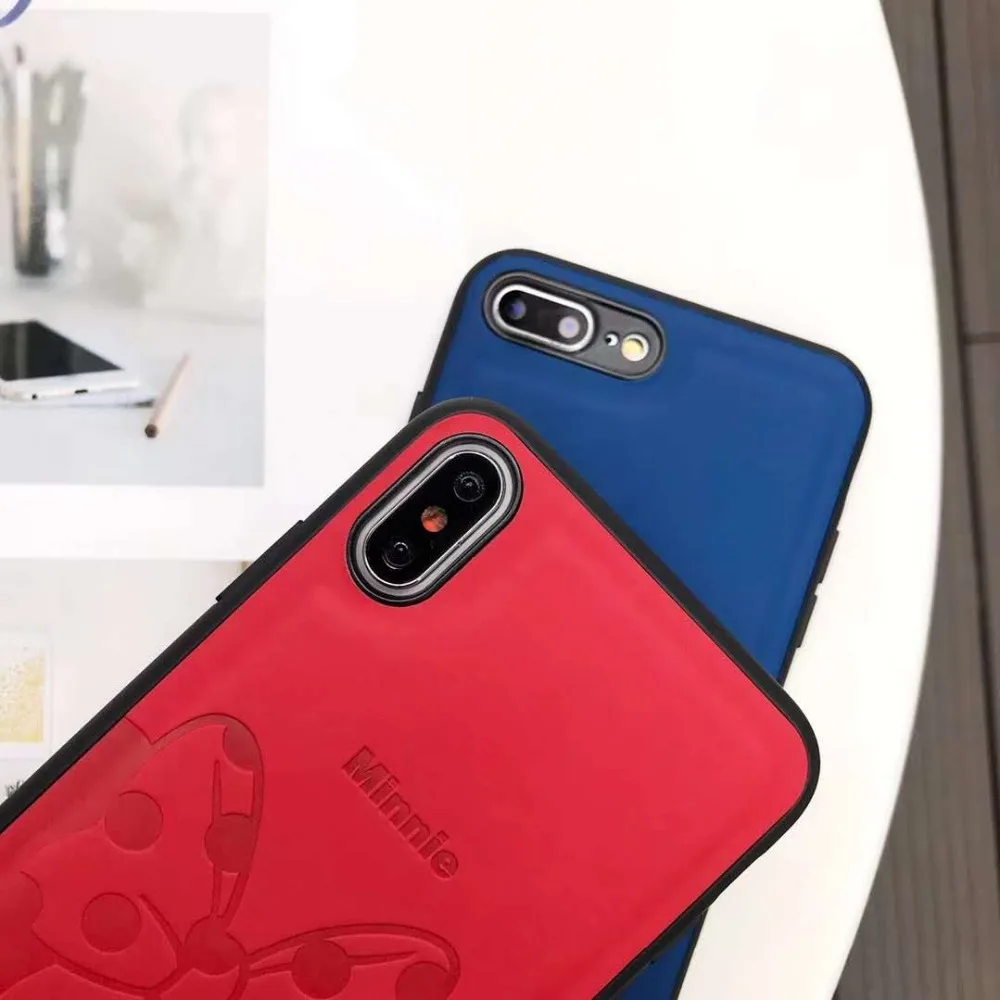 Микки Минни для iPhone 6 6s 7 8 plus сжатая кожа x xs xr xsmax задняя крышка-чехол телефона |