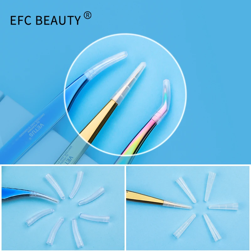 Efc beauty 5 шт прозрачный пластиковый пинцет защитный чехол против пыли нескользящий