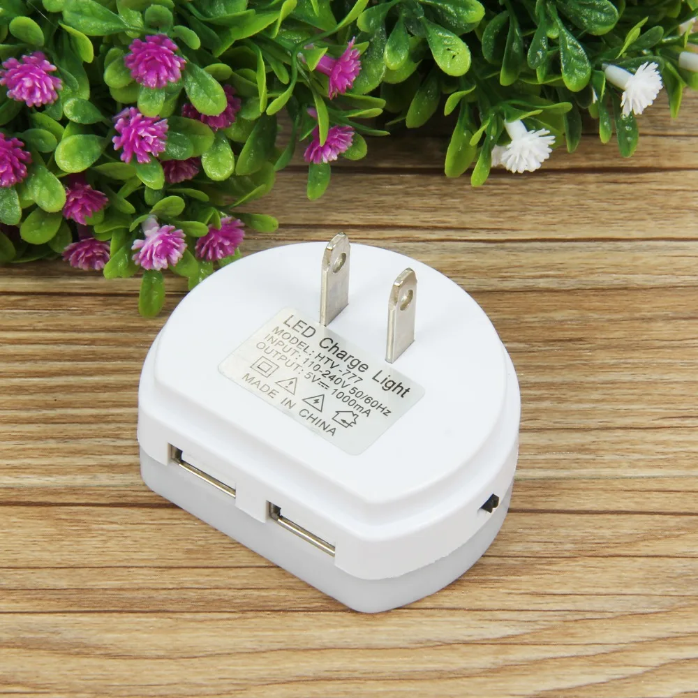 SOONHUA Smart Dual USB Порты и разъёмы стены Зарядное устройство Адаптер 5В 2.1A быстрой зарядки с светодиодный ночной Светильник США/ЕС плагин для iPhoe samsung
