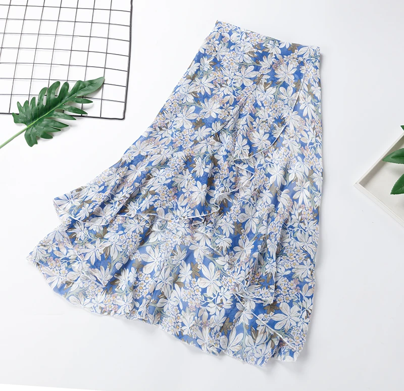 2018 Мода 1 шт. Для женщин Летняя юбка Один размер Винтаж Мини шифон Цветочный принт