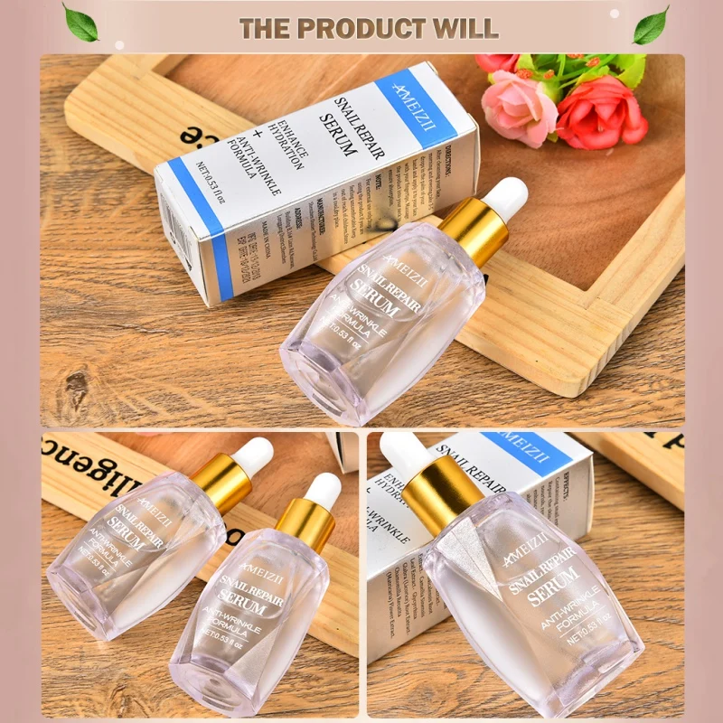 

Snail Facial Serum Pure Hyaluronic Acid Repair Skin Essence Anti Wrinkle Whitening Firming Moisture Face Treatment