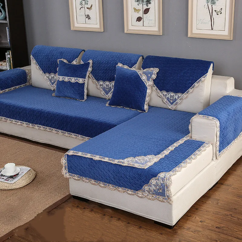 Winter Thicken Plush Sofa Cover Cushion Simple Modern Living Room Pure Color Couch Cover Sofa Towel Home Decoration