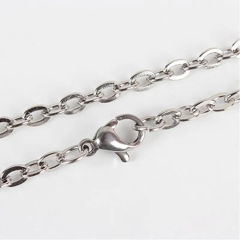 

10Strands 304 Stainless Steel Cross Chain Cable Chain for Necklace Makings with Lobster Claw Clasps Platinum, 23.6"(59.9cm)