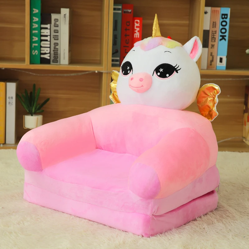 Милая мягкая детская софа плюшевое Животное Мультфильм Складное Кресло-мешок дети портативное сиденье чучело слонов игрушечный Единорог кормления Стул - Цвет: C