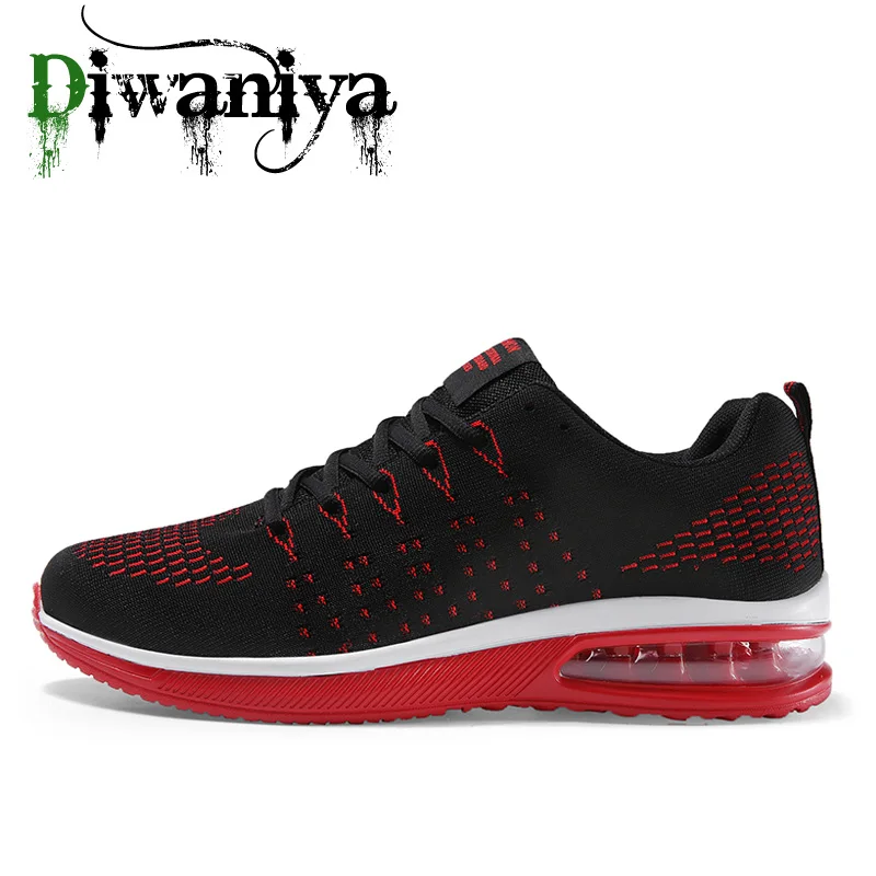 Black Red Стильные мужские кроссовки для бега, удобные дышащие спортивные кроссовки, сетчатые кроссовки для занятий фитнесом, амортизация воздуха, свободный бег трусцой, кроссовки - Цвет: Black Red