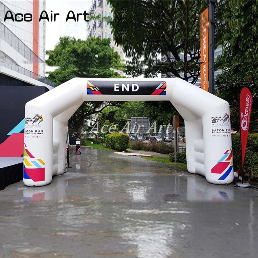 

Customized Standing Free 26 ft Wide 4 Legs White Inflatable Event Arch Start Finish Line Archway with Banner for Sport Runners