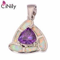 cinily created white fire opal purple zircon silver plated wholesale hot sell for women jewelry gemstome pendant 1 od5487