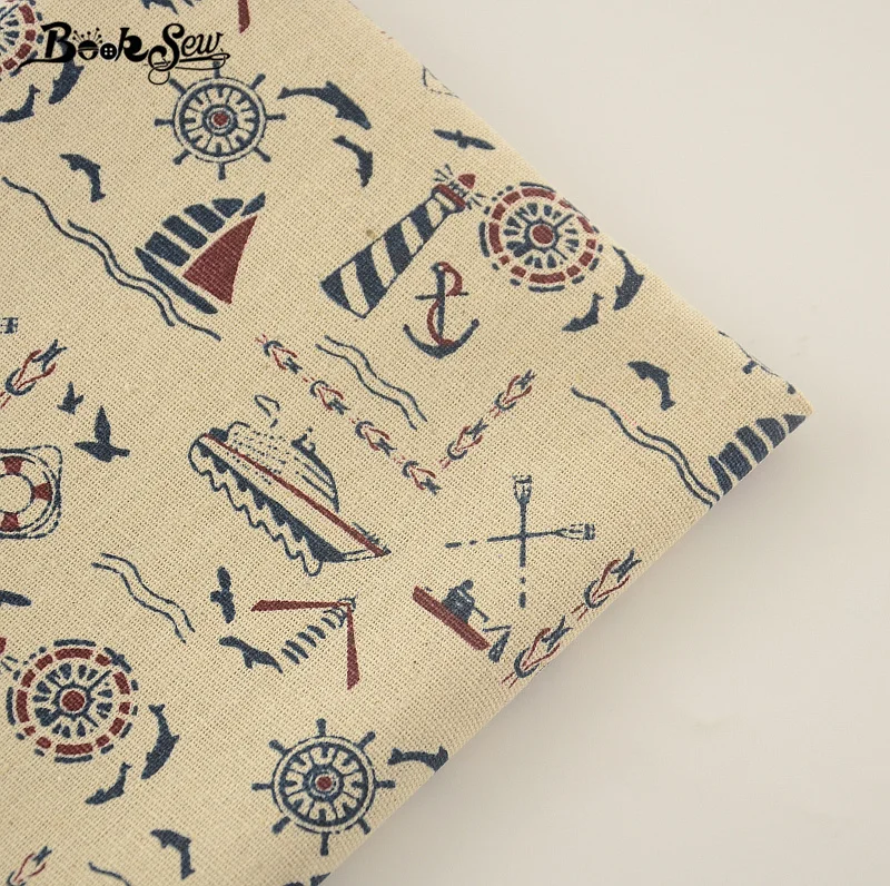 Booksew хлопчатобумажная льняная ткань морской тематический дизайн швейный материал для скатерти подушка сумка занавеска Подушка украшение «ZAKKA» Tissu