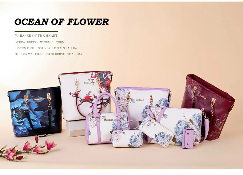 MIWIND New Women Handbag PU Leather Female Bags Fashion Shoulder Bag High Quality 6-Piece Set Designer Brand Bolsa Feminina