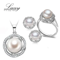 classic freshwater pearl jewelry sets women real natural pearl sets jewelry 925 silver mother trendy pendant ring earring