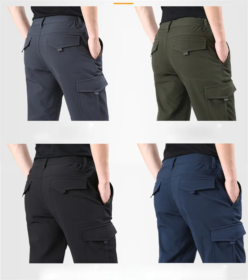 Military Pants Mens Winter Fleece Warm Pants Men Multi Pockets Trousers Male Jogger Cargo Bottom Sweatpants Homme Clothing 4XL