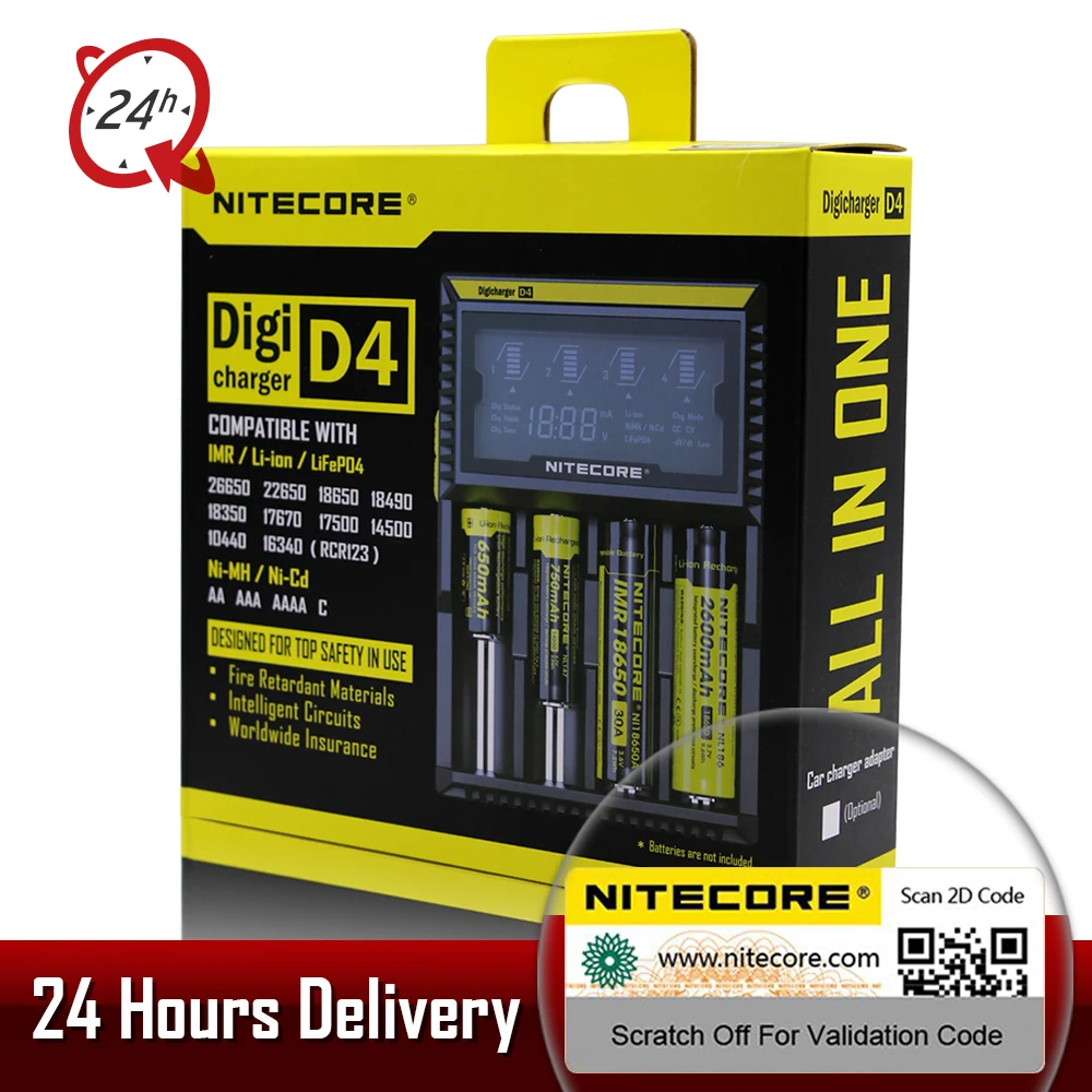 Бренд Nitecore i2 D2 D4 Digi зарядное устройство LCD интеллектуальная схема Li Ion для 26650 18650