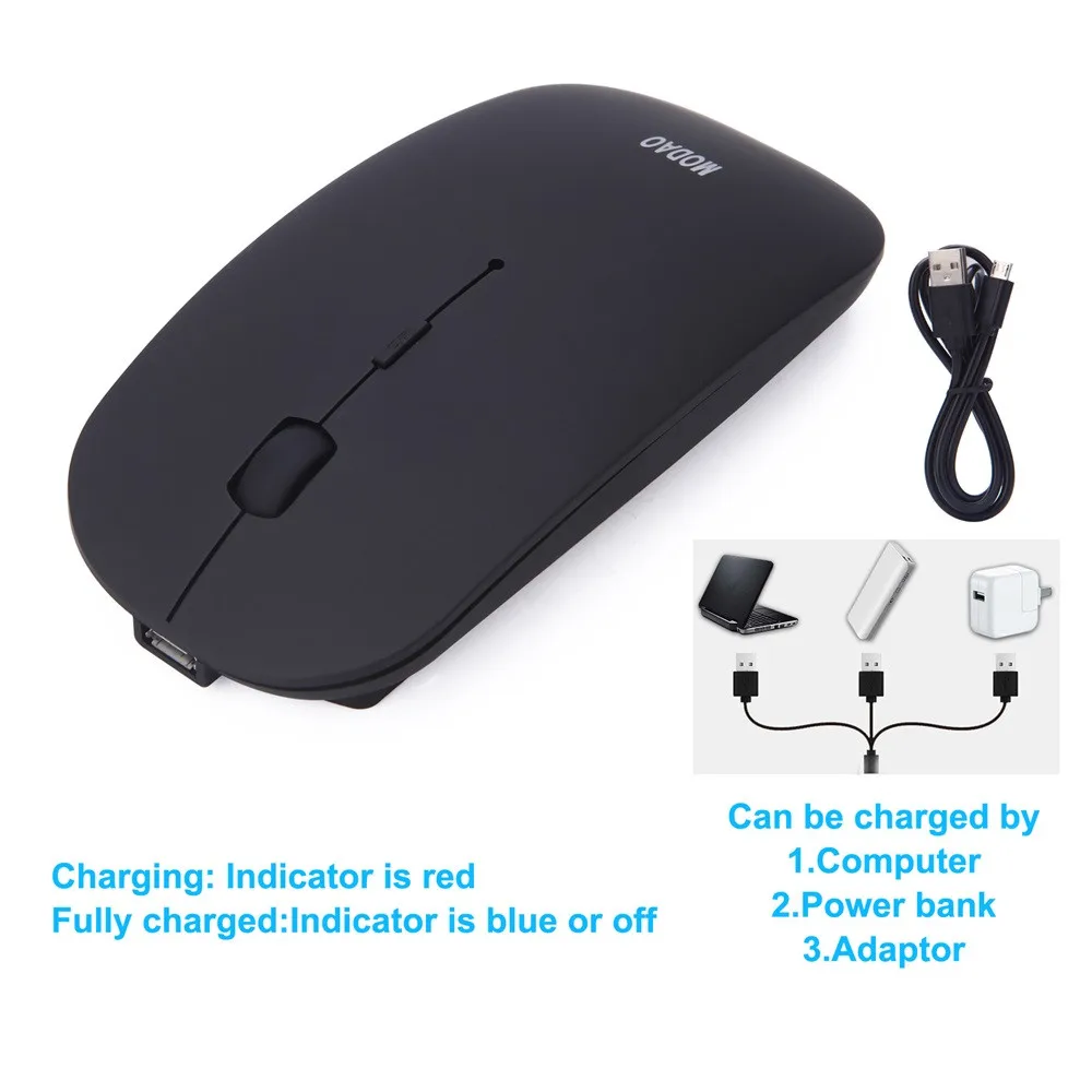 Беспроводная Bluetooth мышь VOBERRY BT3.0 перезаряжаемая тонкая оптическая 1600DPI игровая