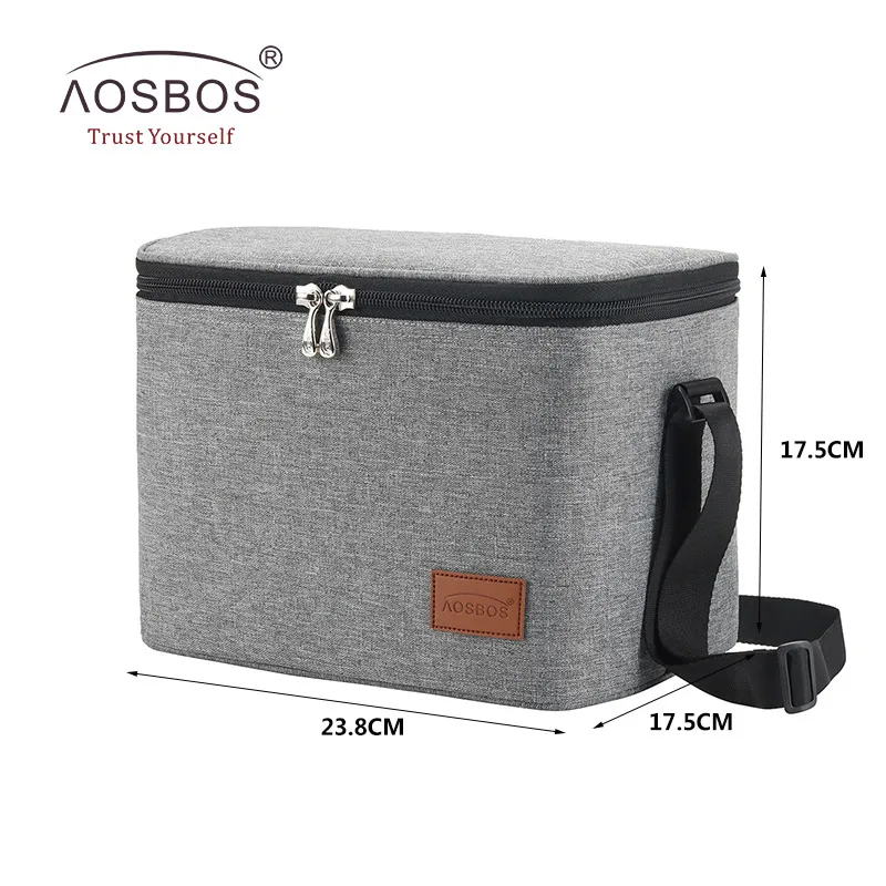 838Grey Aosbos, Модные Портативные Термосумки для ланча для женщин, детей, мужчин, кулер для еды, пикника, Большая вместительная изолированная сумка для хранения - Цвет: 838Grey