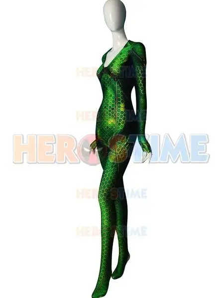 Mera Aquaman 3D принт спандекс зентай костюм для косплея супергероя девочек на заказ
