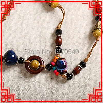Ожерелье с китайским ветром и стеклянными керамическими бусинами украшения из
