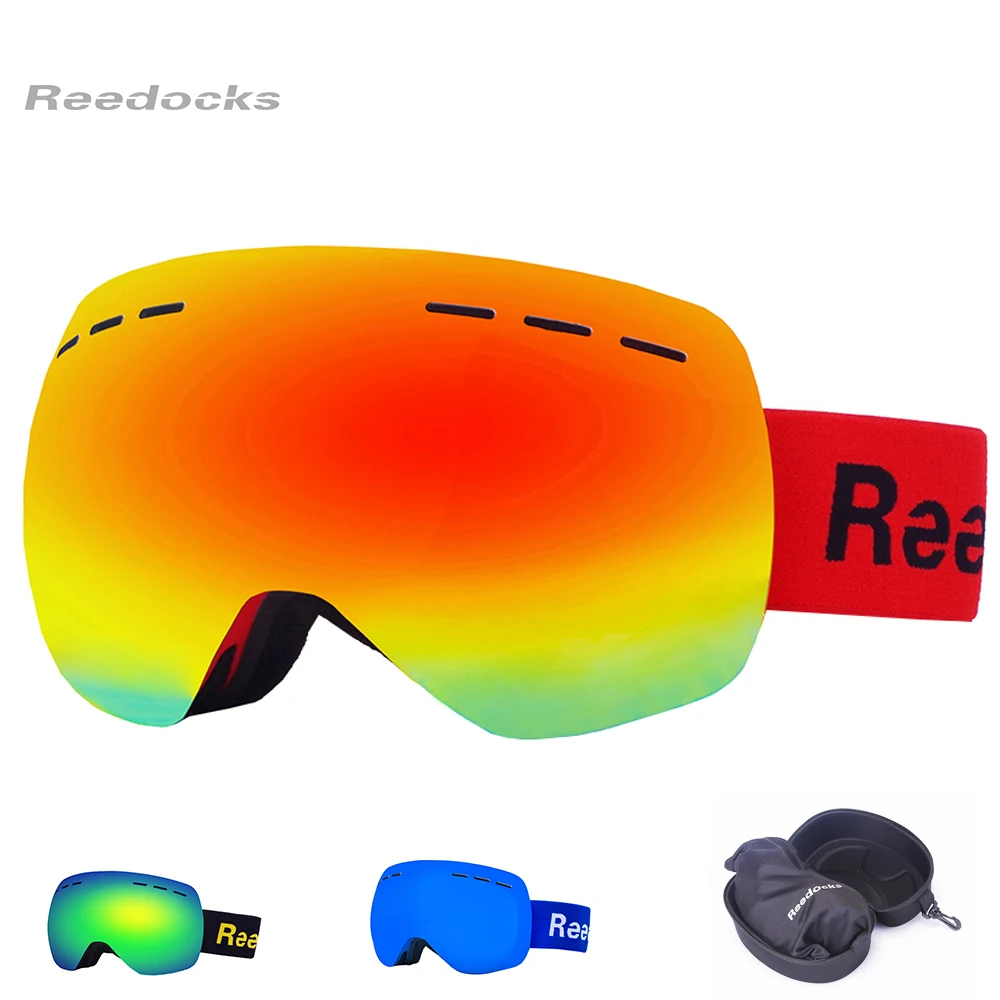 Брендовые лыжные очки Reedocks двухслойные UV400 с защитой от тумана большие для мужчин