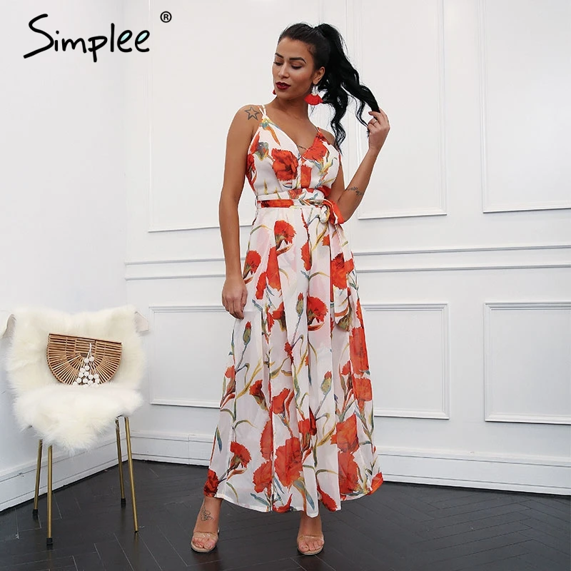 Женские комбинезоны Simplee с V образным вырезом летние открытой спиной лямкой на