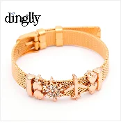 DINGLLY модные новые черные сетчатые браслеты из нержавеющей стали для женщин ключ-сердце, замок на велосипеде золотые бусины бренды браслеты подарок