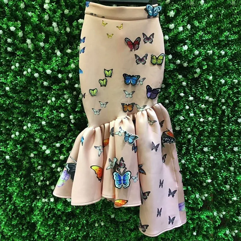 VGH Летняя женская юбка облегающая Высокая талия с животным принтом бабочка