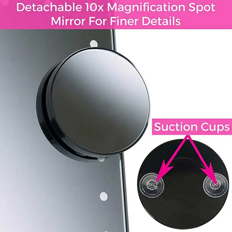Карманное косметическое зеркало 10X компактное увеличительное с присоской