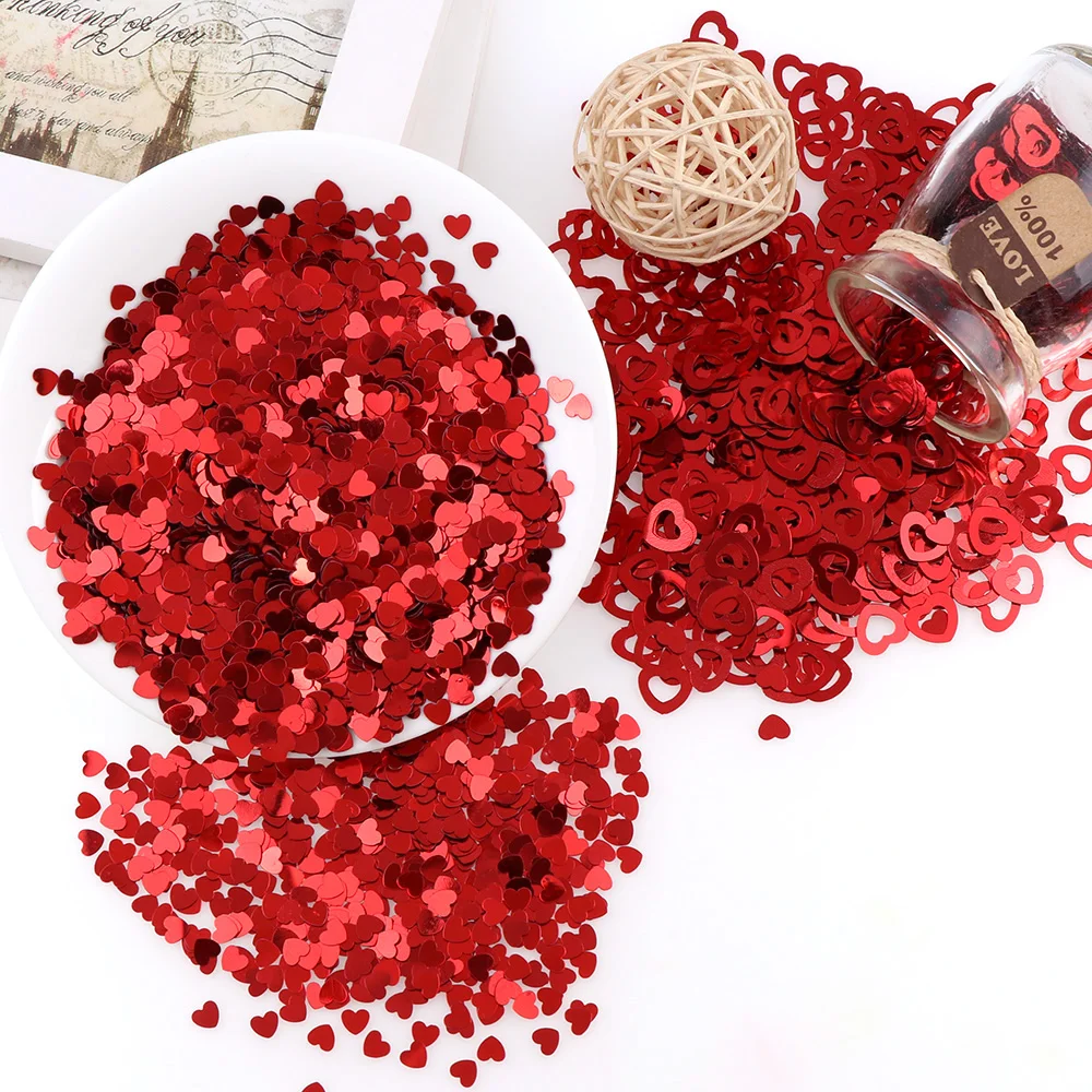 

About 15g Red Heart Nail Glitter Mix Size Ultrathin Laser Sequins Nails Art Decoration For DIY Nail Art Tools