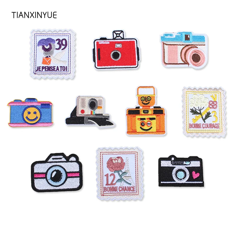 

TIANXINYUE Camera Patch Iron On Embroidered Appliques Sew On Jacket DIY clothing patch