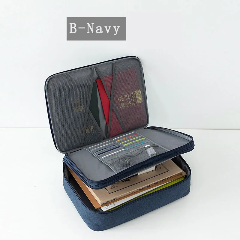B-navy JXSLTC catiic многофункциональное хранение документов сумка многослойная большая емкость для хранения билета файл счет паспортный сортировочный мешок - Цвет: B-navy