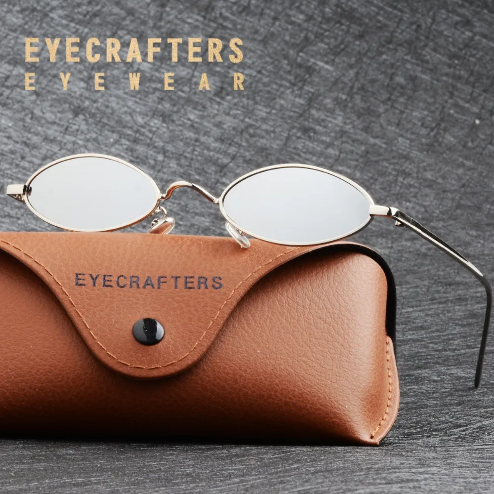 

Eyecrafters Vintage Womens Brand Designer Cat Eye Sunglasses Fashion Women Steampunk Retro Small Round Oval Mirrored Sunglasses