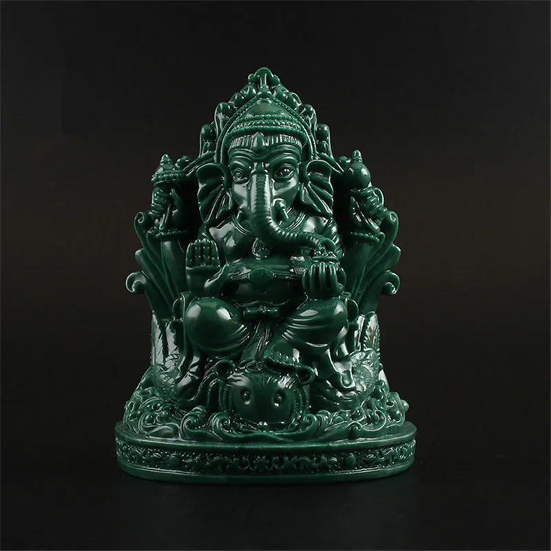 

12 см цветное покрытие, имитирующий материал нефрит, смола, Geneisha, Индийский Бог, украшение маленькой эффективной статуи