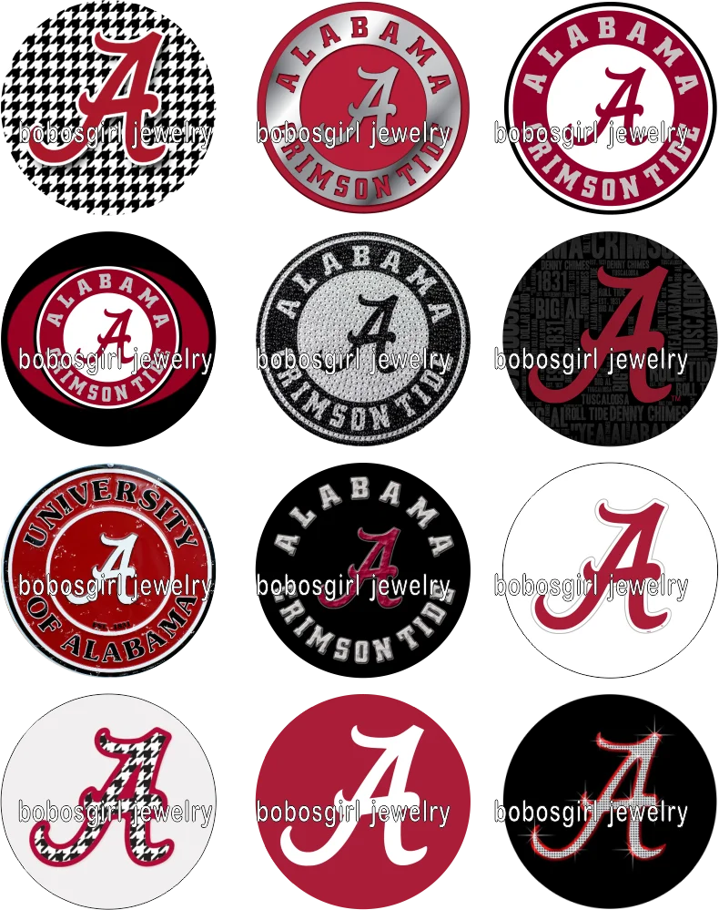 Алабама NCAA Футбольная тема под стеклом украшение с защелкой фото круглый кабошон плоское основание Gl343 - Цвет: 10pcs