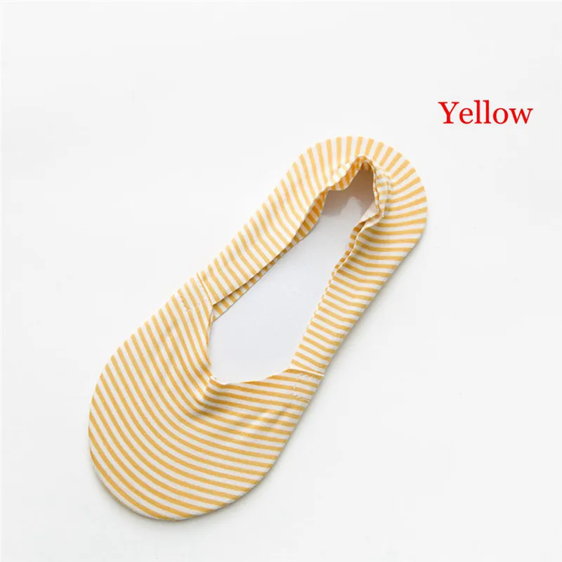 yellow 1 пара женских Модных невидимых нескользящих носков ярких цветов повседневные хлопковые дышащие носки-башмачки короткие Чулочные изделия в полоску - Цвет: yellow