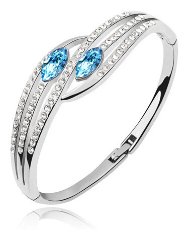 silver sea blue Подарок на день Святого Валентина Модные ювелирные изделия австрийский кристалл романтические браслеты и модная Бижутерия Браслеты для женщин - Окраска металла: silver sea blue
