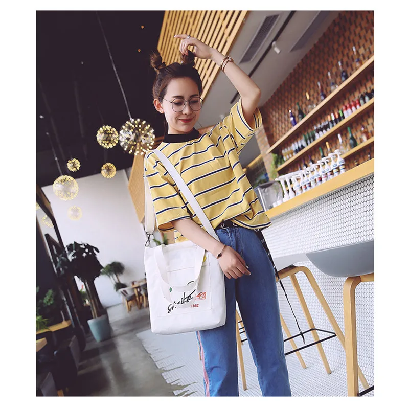 Холщовая сумка мессенджер для женщин дамская сумочка на одно плечо женская