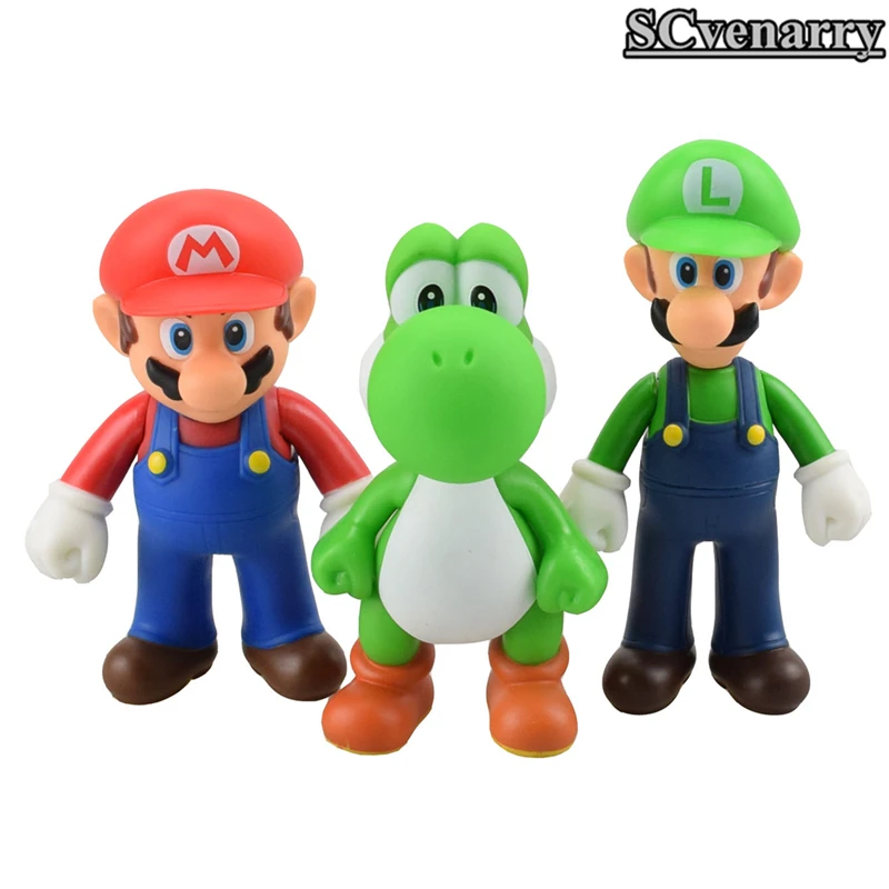 3 шт/лот Супер Марио Bros Луиджи Йоши ПВХ Фигурки игрушки 13 см для свадебного