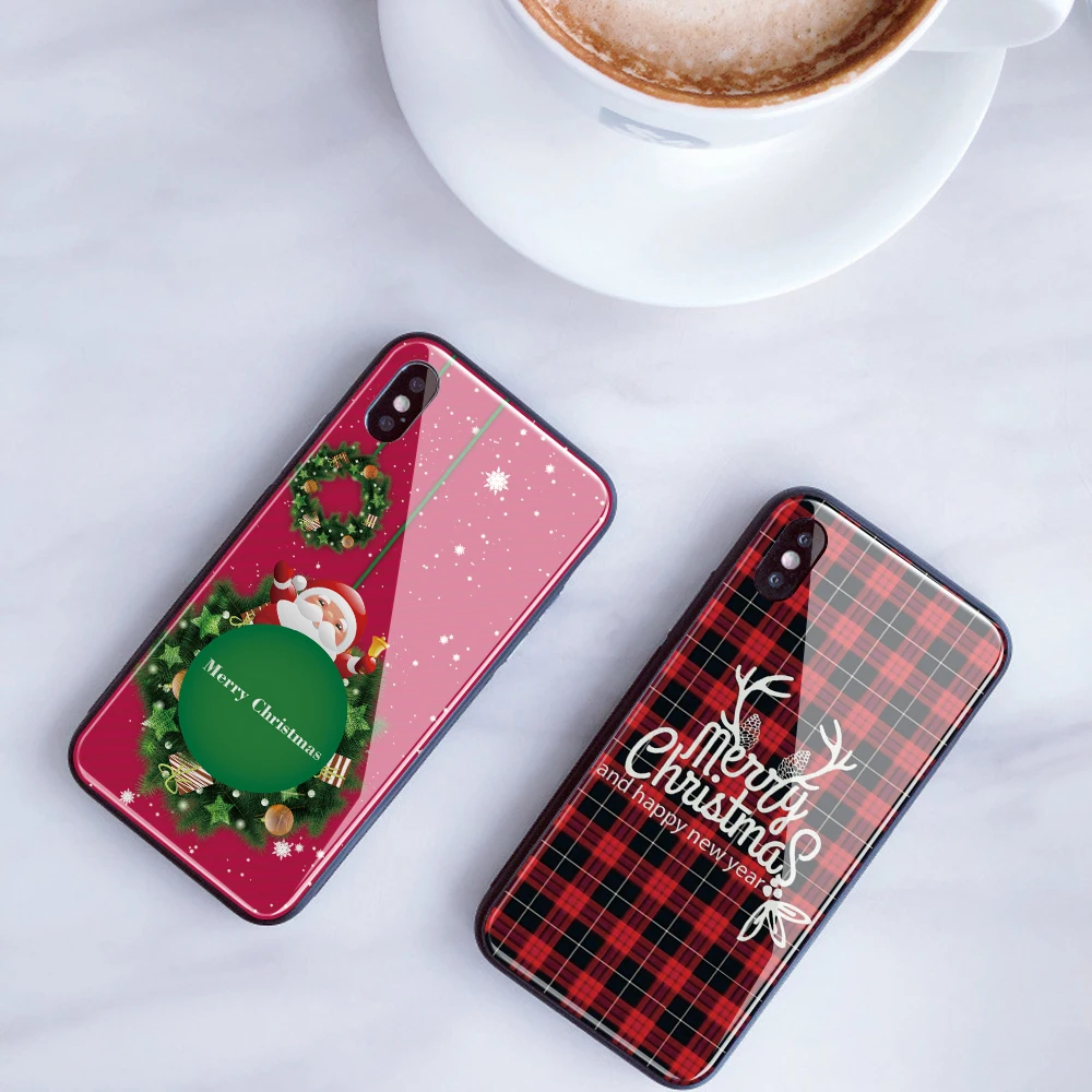 Заказной чехол из закаленного стекла для телефона iPhone XS 11 Pro MAX XR Рождество DIY чехол для iPhone 7 для телефона 8X6 s Plus зимний чехол