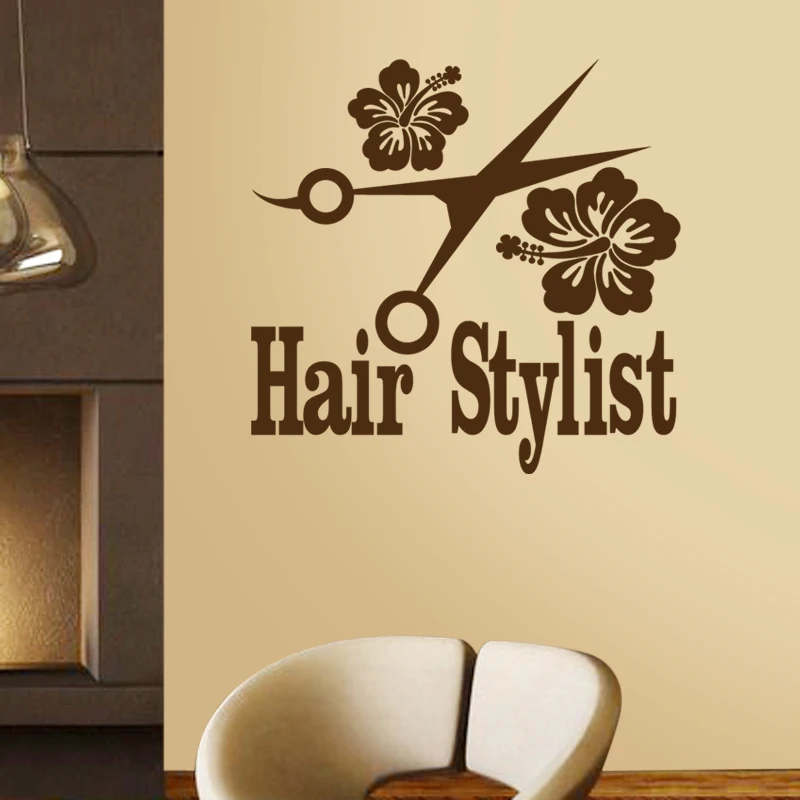 Ножницы для салона красоты наклейка волос на стену Парикмахерская виниловая