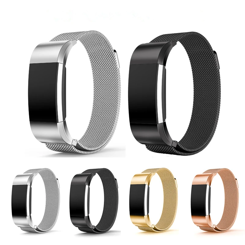 Для FITBIT Charge 2 металлический браслет из нержавеющей стали ремешок сетка Магнитная