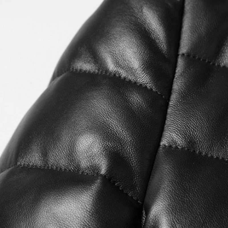 

Winter Fashion Mens Down Bomber Jacket Genuine Leather Pilot Jacket Sheepskin Slim Warm Plus Size Real Leather Aviator Coats Man