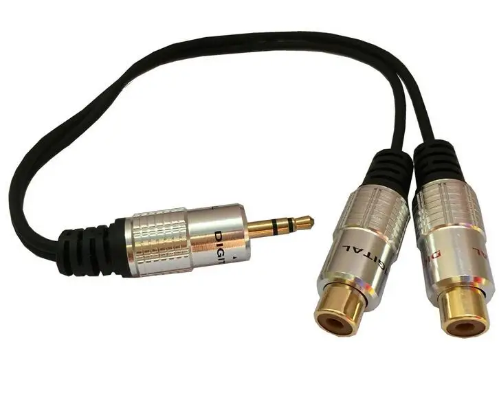 3 5 мм Золотой 1/8 стерео мини джек штекер на 2 гнезда RCA адаптер аудио (штекер