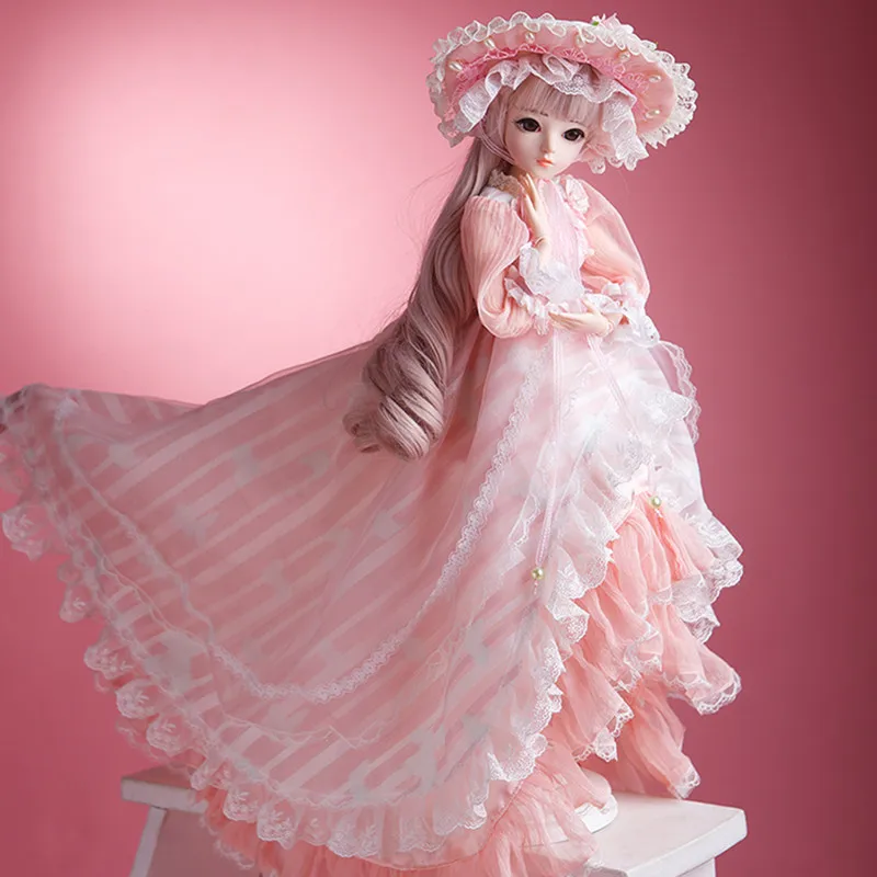 60 см BJD куклы 1/3 Милая принцесса SD куклы с розовым платьем парики обувь шляпа макияж Кукла реборн Рождество Yeat подарок