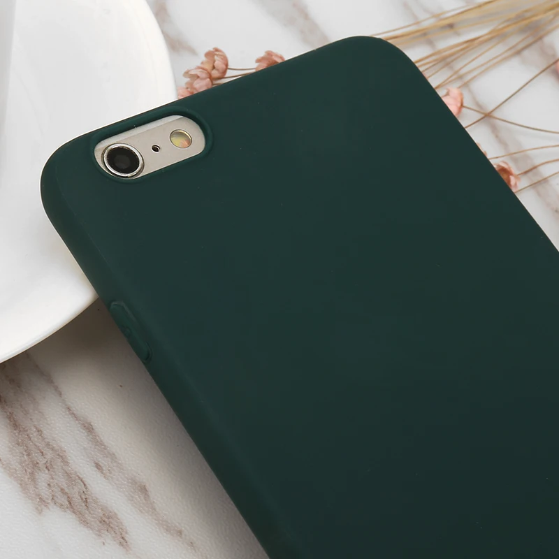 Fashion Dark Green Case For iPhone X XR XS Max 5 5S SE 6 6S 7 8 Plus 11 2019 5.8InSoft TPU Silicone Ultra-thin Simple Back Cover |
