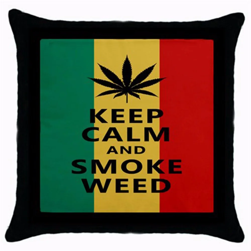 

Hot Keep Calm and Smoke Weed Throw Pillow Case Funny Keep Calm Quote Cushion Cover Bob Marley Pillow Sham Square Decor Gift 18"