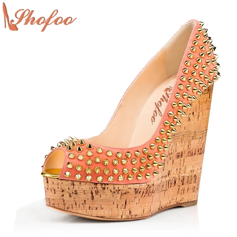 

Women High Heel Wedges Open Toe Shoes Woman Sandals Platform Brown Blue Zapatos De Mujer Fetish Shoes Large Size 4-16 Shofoo
