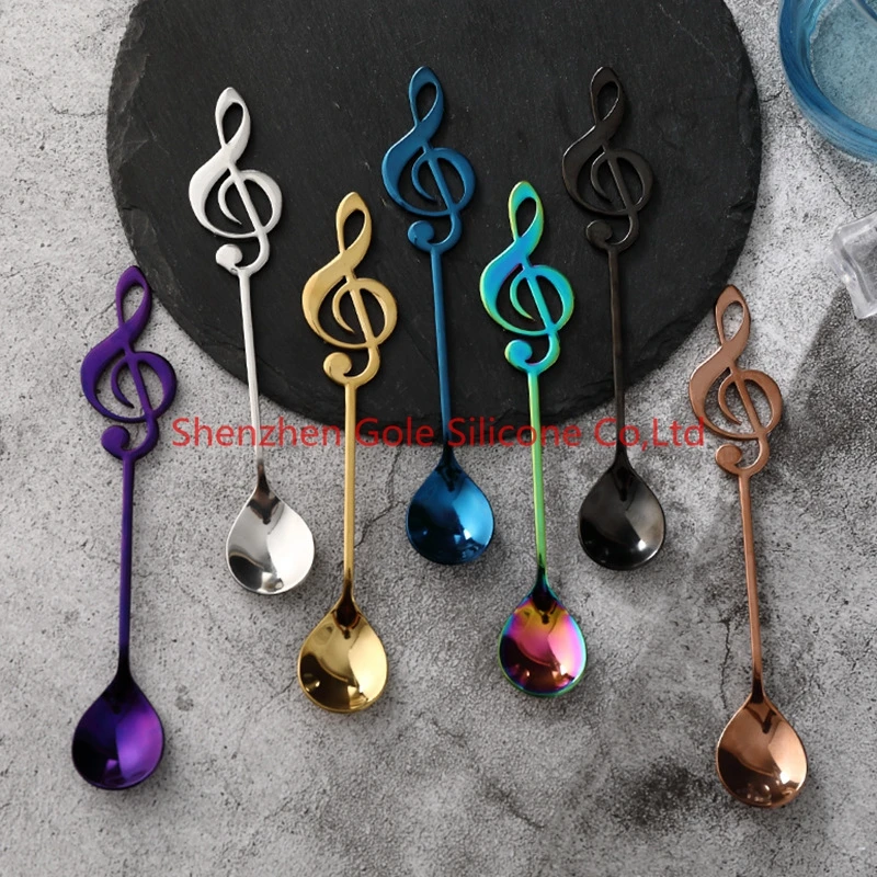 500pcs/lot Musical Note Coffee Spoons Stainless Steel Tea Stirring Set Sugar Ice Cream Mug Dessert Spoon Drink Tableware | Дом и сад