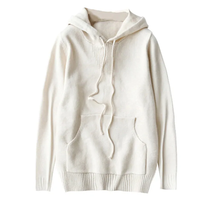 OMCHION Pull Femme 2018 Korean Solid Hooded Sweater Women Casual Loose Pocket Female Pullover Autumn Winter Jumper LMM44 | Женская