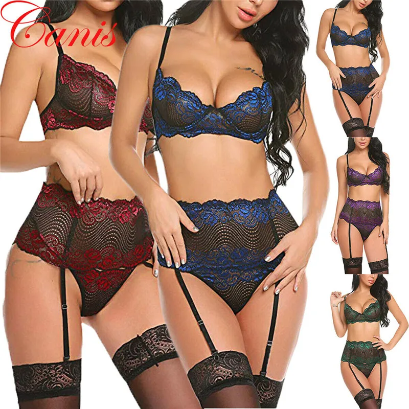Сексуальное нижнее белье HIRIGIN кружевной бюстгальтер + стринги дамские комплекты