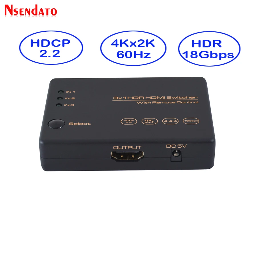 3 в 1 из HDR HDMI переключатель с пультом дистанционного управления HDCP 2 3x1 4K 60Hz