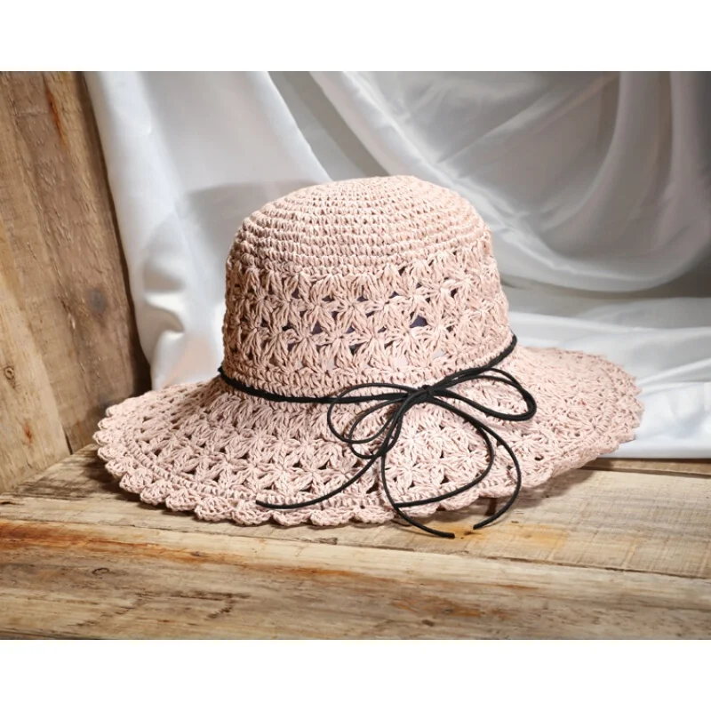 Hand-woven straw hat ladies summer travel sunscreen beach visor UV protection collapsible sun | Аксессуары для одежды